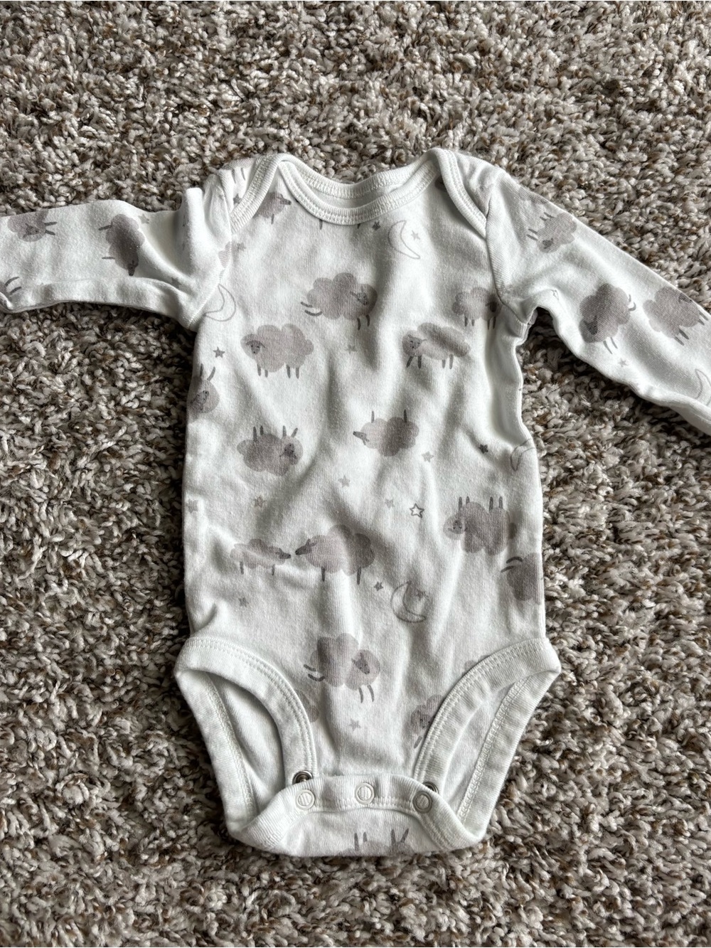 Carter's Cream Long-Sleeve One-Piece with Gray Sheep Print